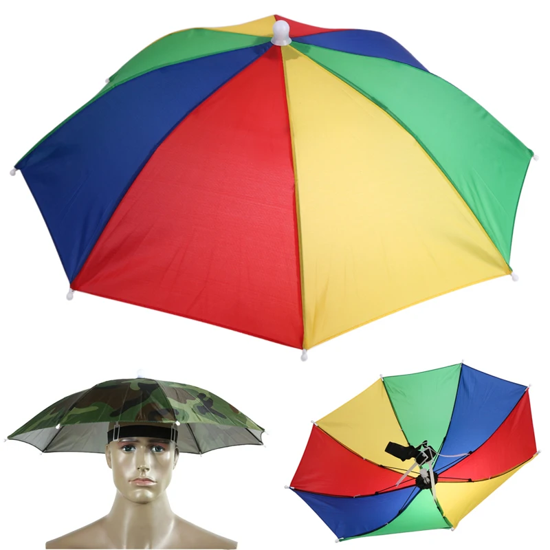55/65cm casquette de pêche en plein air parapluie chapeau soleil ombre imperméable Camping randonnée pêche Festivals Parasol pliable Brolly Cap
