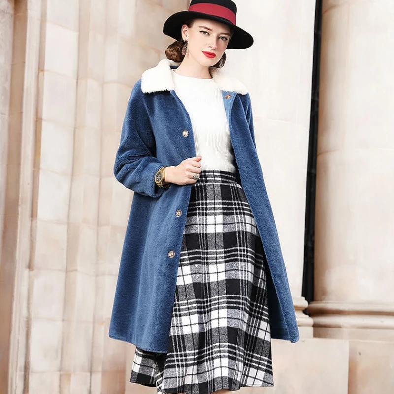 Chaud Veste Femmes Manteau 2018 beige Fourrure De Parka Blue Avec Vêtements Épais Pa47012 Long Largerlof TxvzZC