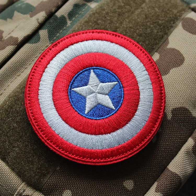 

America Captain Comics Round Shield Embroidered DIY Patch For Clothes Jackets Backpack Avengers United States Spirit Emblem