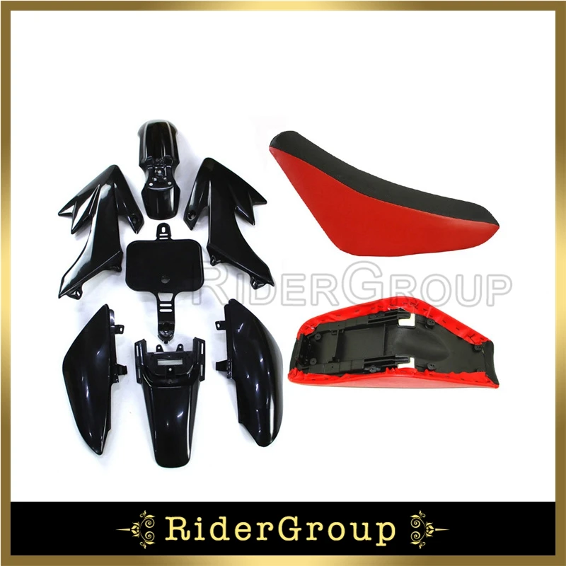 Black Plastic Fairing Body Kits + Tall Foam Seat For Honda CRF50 XR50 Pit Dirt Motor Trail Bike 50-160cc