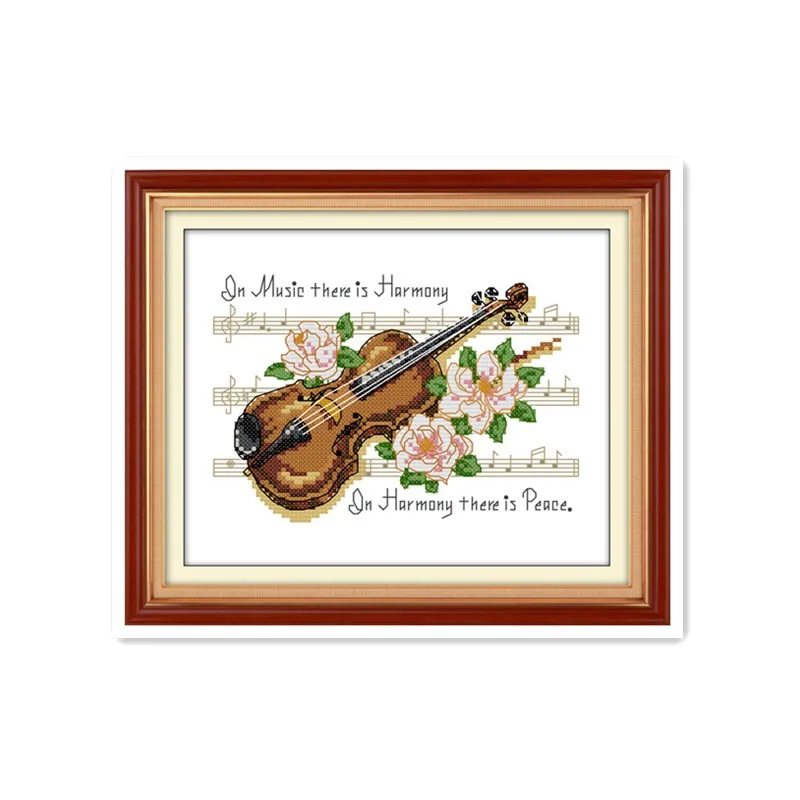 

Joy Sunday Cross stitch Embroidery Sewing Manual Embroidery Violin Beginner Simple Child Student Interest Class diy Painting