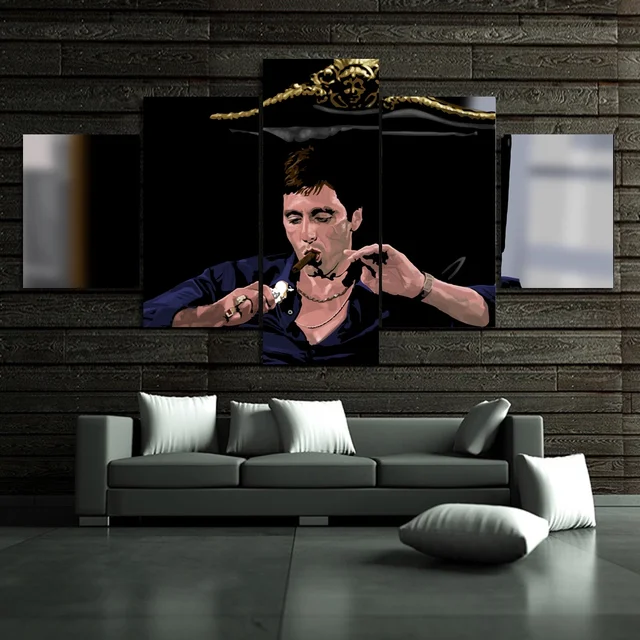Canvas Wall Art Modular Pictures Home Decor 5 Pieces SCARFACE Movie