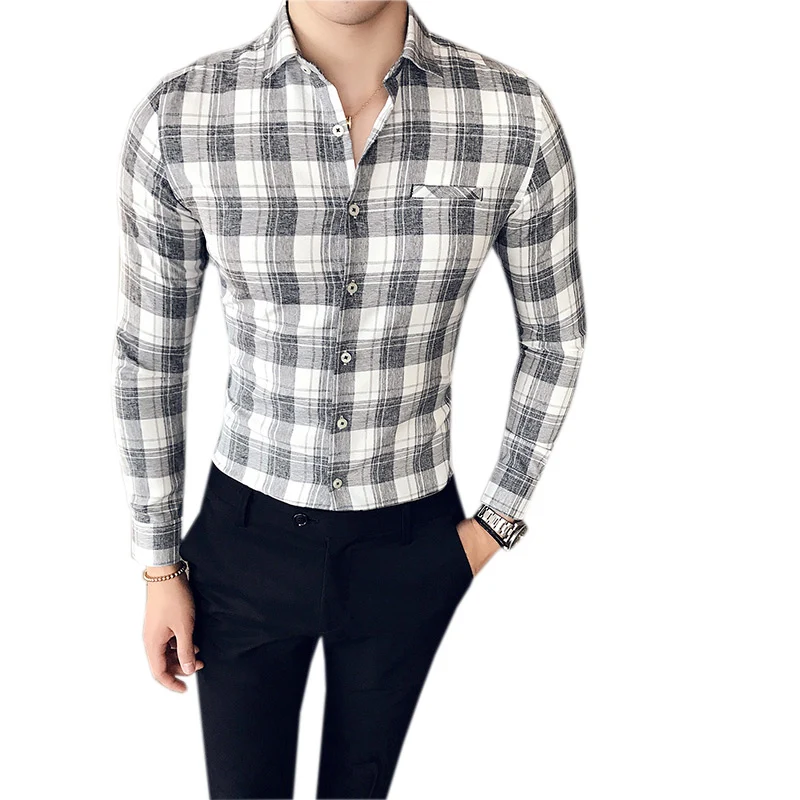 Buy Dressed Plaid Man Shirt Long Sleeves Autumn Spring