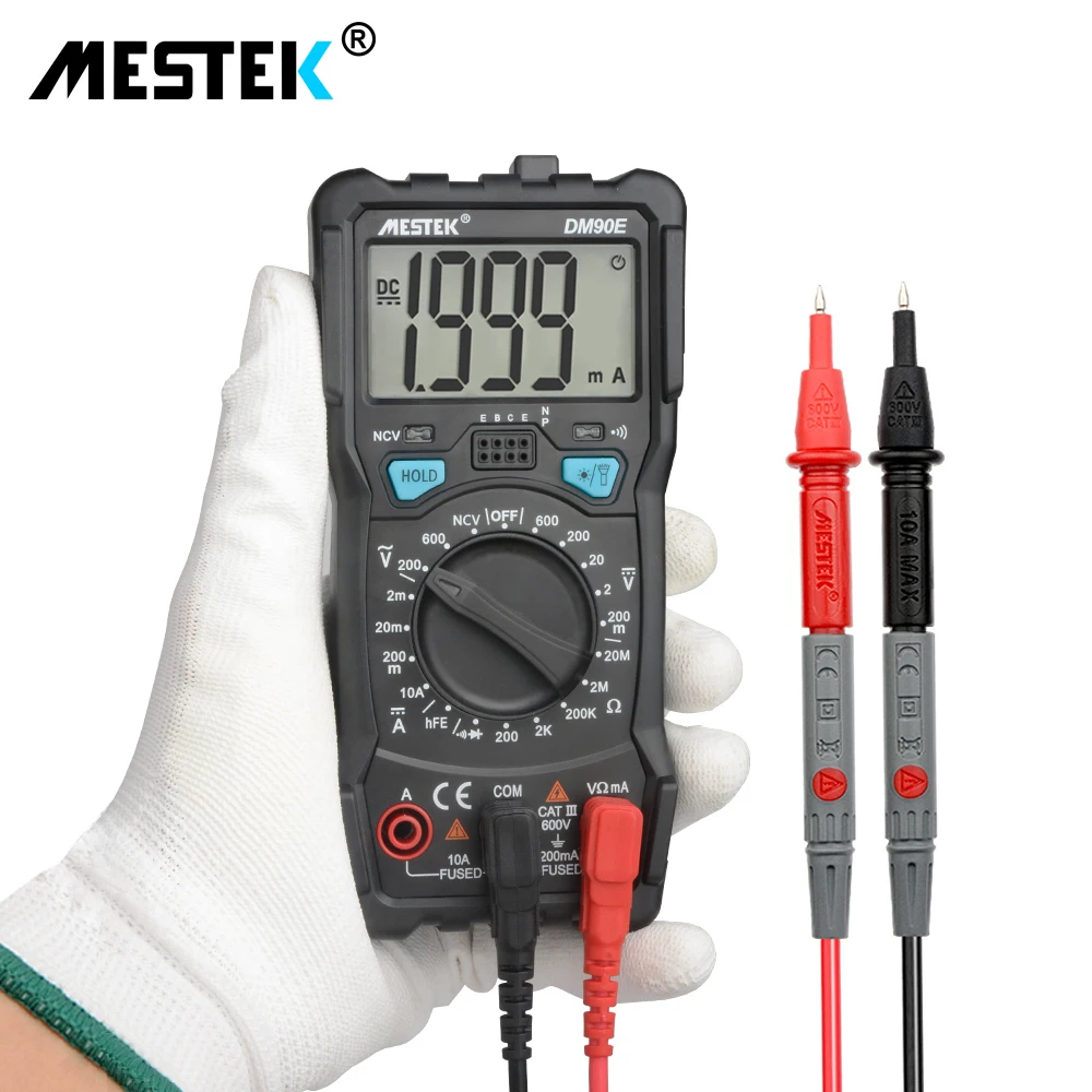 

MESTEK DM90E Multimeter DC/AC Voltage Current Resistance Meter NCV True RMS Portable Digital Multimeters Measure Tool
