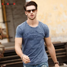 GustOmerD Wasser Gewaschen 2017 Neue Modedesign Herren T-shirts Stickerei Kurzarm O Neck Tops Tees Cotton Casual T-shirt männer