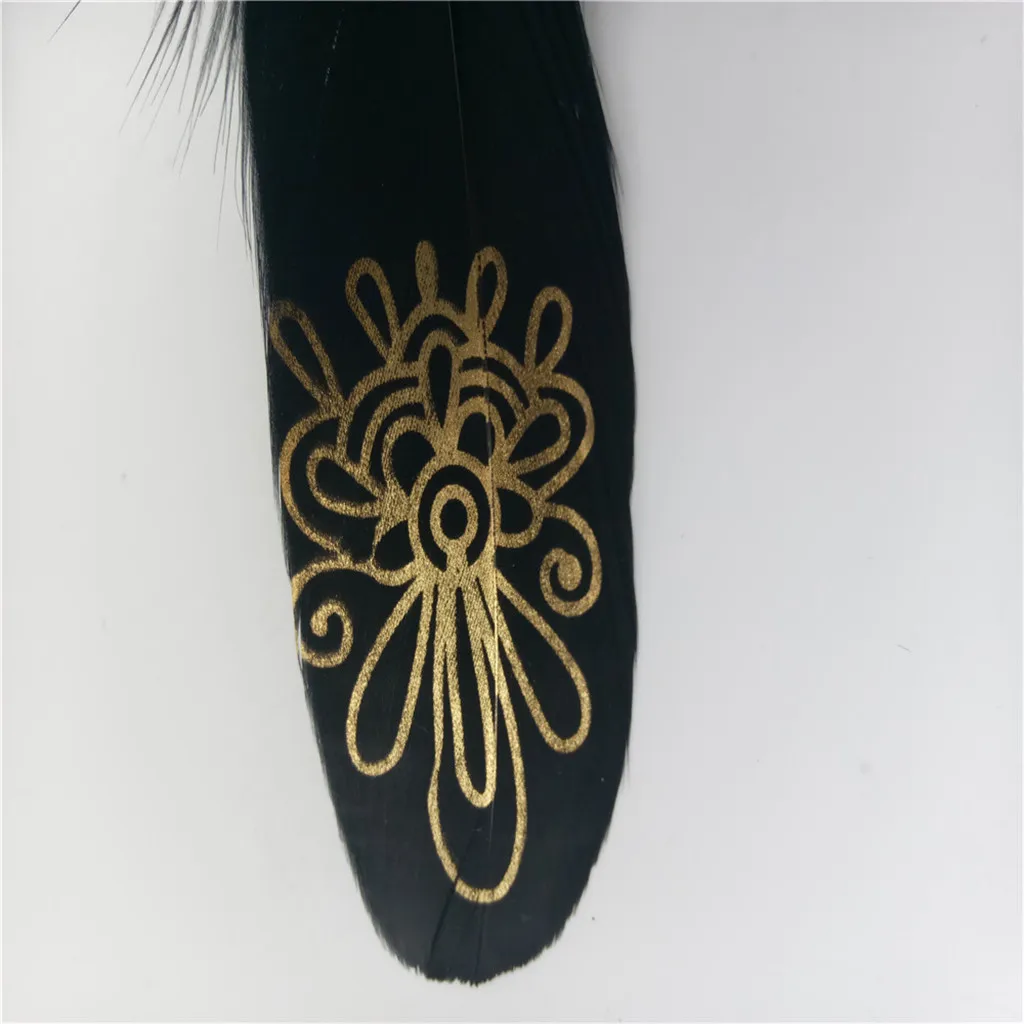 New 12 Pieces Printing Natural Goose Feather DIY Craft Party Home Decor for Sewing Garment Clothes Wedding Dress Accessories