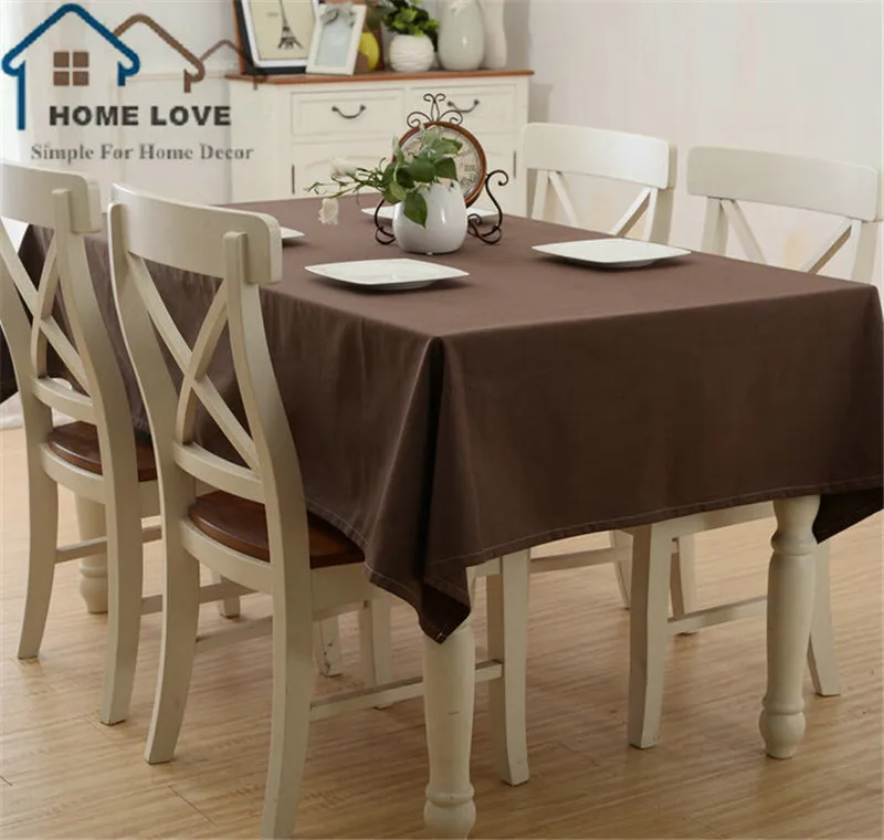 Europe Cotton Linen Fabric Coffee Color Tablecloth For Home Decor