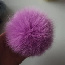 11 см натуральный Лисий мех помпон пушистая DIY зимняя шапка Skullies шапка вязаная шапка помпоны TKF009-pink