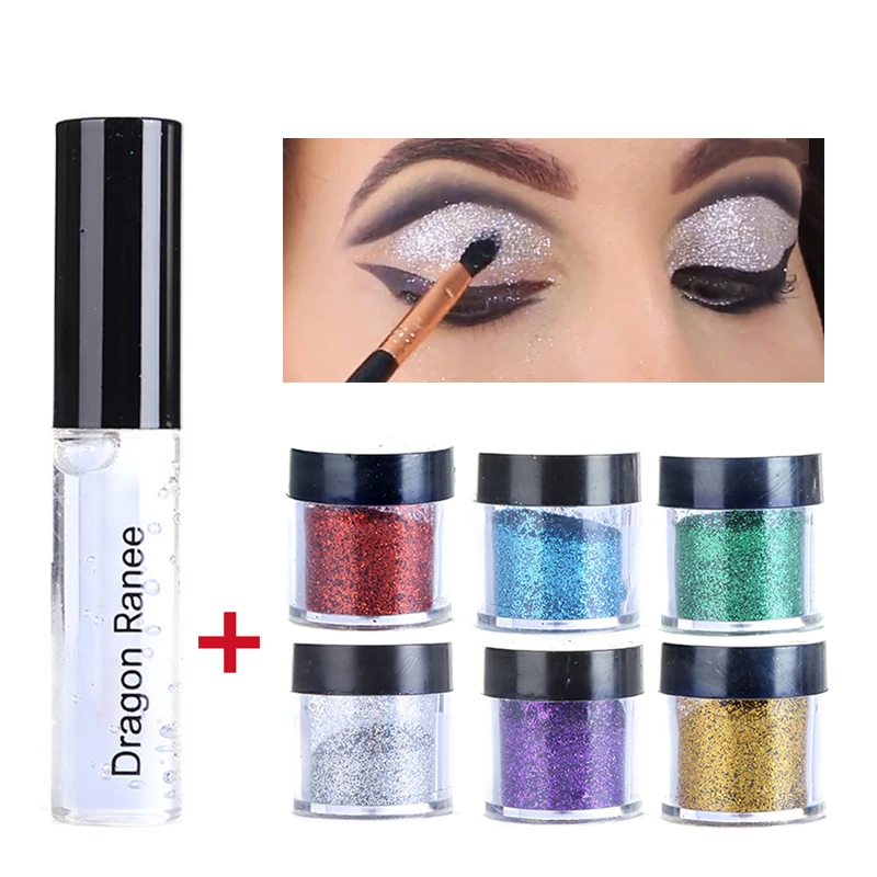 

New Arrivals Brand Shining Shimmer Glitter Powder Eyeshadow with Glue Gold Silver Glitter Eyes Lips Pigments Metallic Eye Shadow