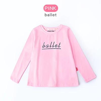 Недорогая рубашка для девочек, розовый и белый топ с длинными рукавами, детская хлопковая рубашка с принтом, спортивная одежда для йоги - Цвет: Черный