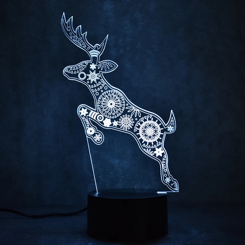 

Colorful Light Fixture 3D LED Visual USB Creative Reindeer Table Lamp Mood Sleeping Night Lights Christmas Deer Lamp Kids Gifts