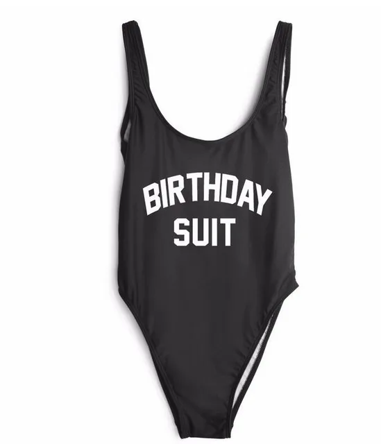Best Offers One Piece Swimsuit for Women Bikinis 2018 Jumpsuit Swimwear in one-piece suit Bathingsuit Monokini Letter Printed Birthday Suit