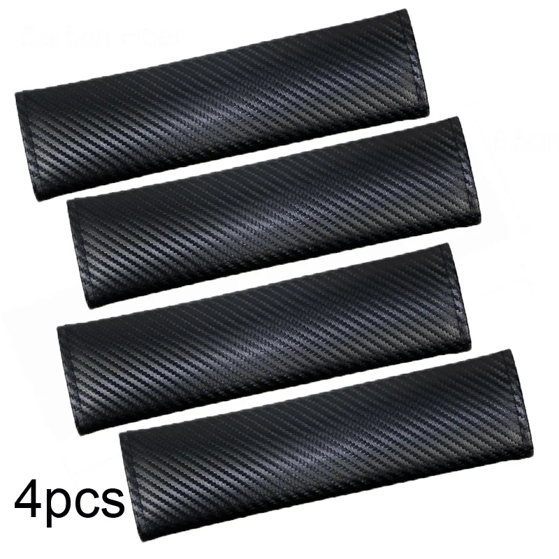 

4-Pack Black Carbon Fiber Car Seat Belt Pad Cover Soft Car Safety Seat Belt Strap Shoulder Pad for Adults Car-Styling Universal