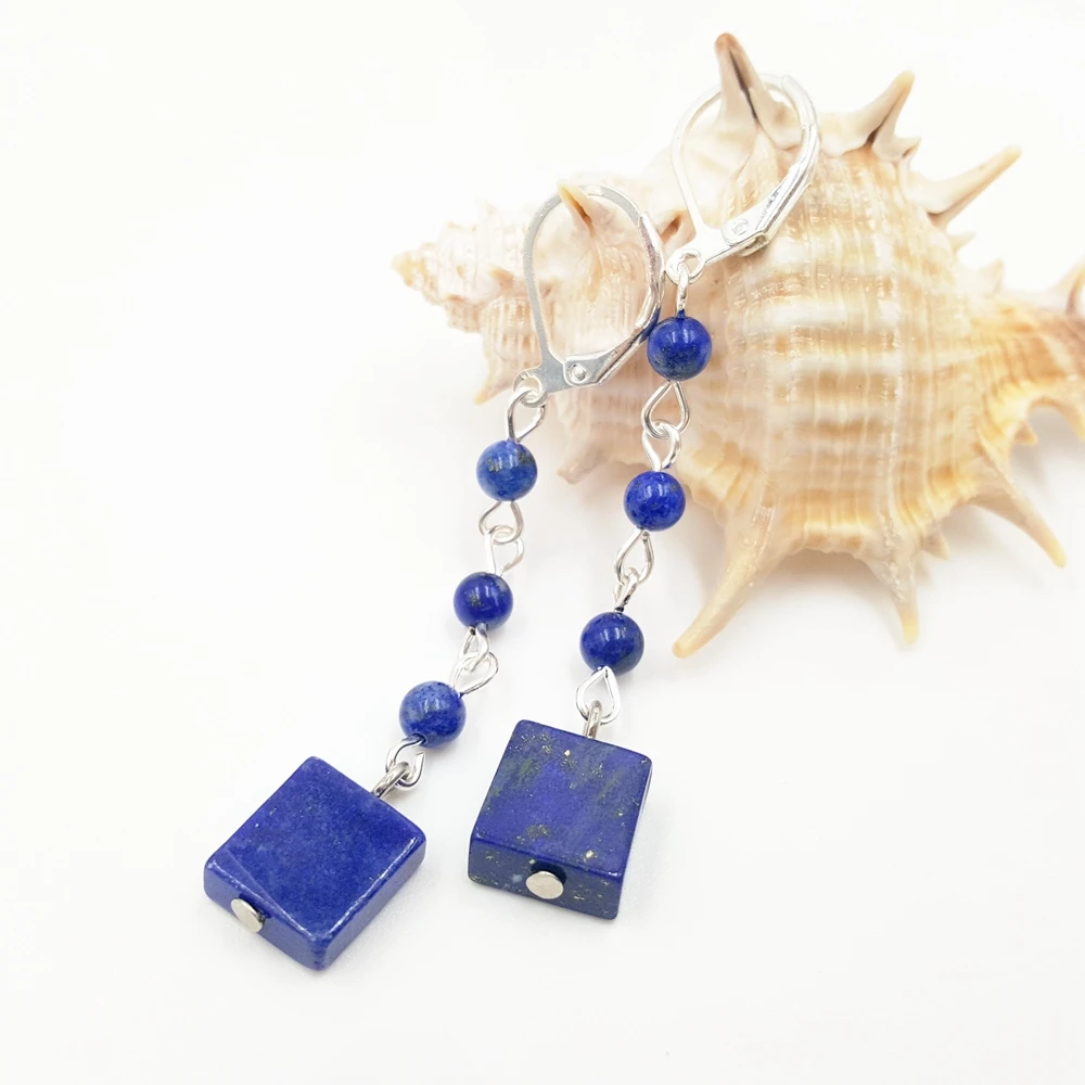 

Lii Ji Unique Natural Stone Lapis Lazuli Earring Women Fashion Jewelry