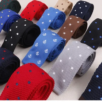 HOT Knitted Embroidered Tie Narrow Skinnynecktie 5 Cm Flat Head Anchor Star Tie Men Accessories Neckties Wedding Party Banquet tasseled tie embroidered yoke eyelet jumper