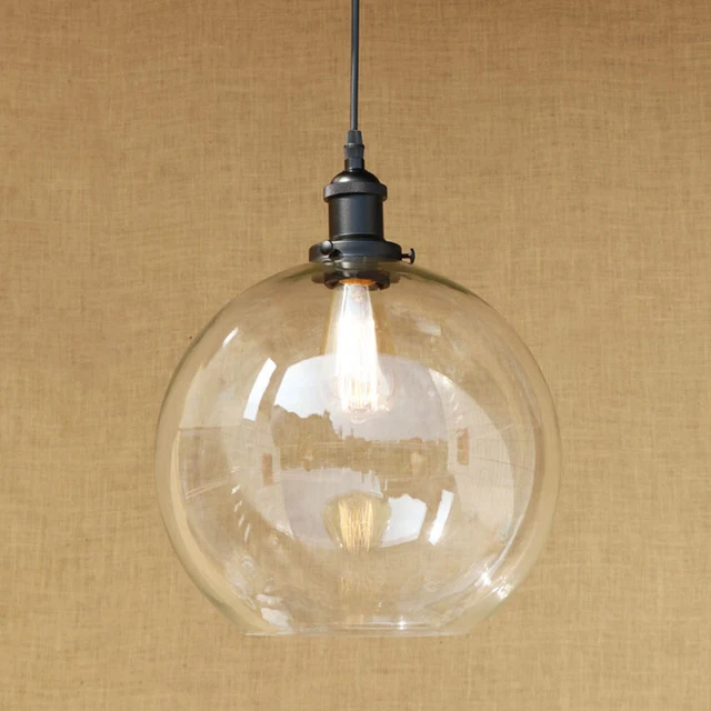 Modern 3 Sizes Spherical Gl Shade Pendant Lamp Led Edison Bulb Modern 3 Sizes Spherical Gl Shade Pendant Lamp Led Edison Bulb Light Fixture For Kitchen Dining Room Bar E27 220v