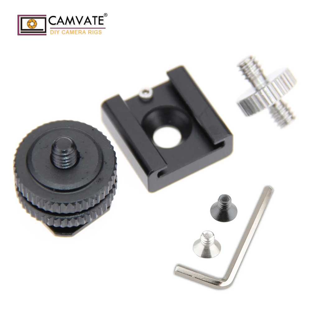 

CAMVATE Shoe Mount & Cold Shoe Adapter And 1/4 to 1/4 tripod adapter C1294 camera photography accessories
