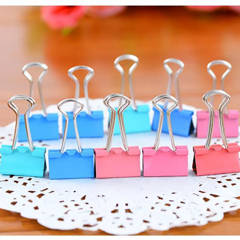 

10pcs Hardware Stationery Folder Notes Swallowtail Clip Office Learning Supplies Color Random 19mm