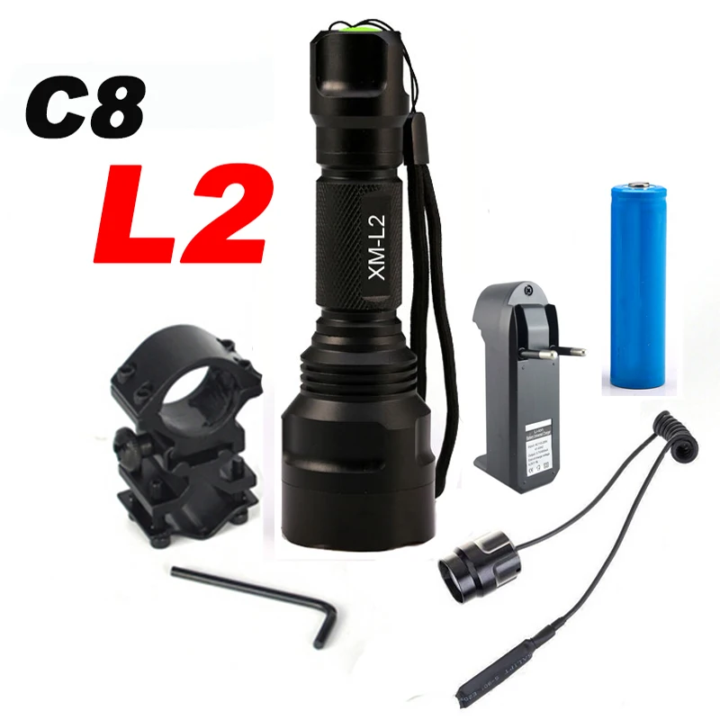 8000Lumen L L2 LED Flashlight Tactical Flashlight Torch Lanterna Aluminum Hunting Light Torch Lamp+18650+Charger+Gun Mount 8000Lumen L L2 LED Flashlight Tactical Flashlight Torch Lanterna Aluminum Hunting Light Torch Lamp+18650+Charger+Gun Mount