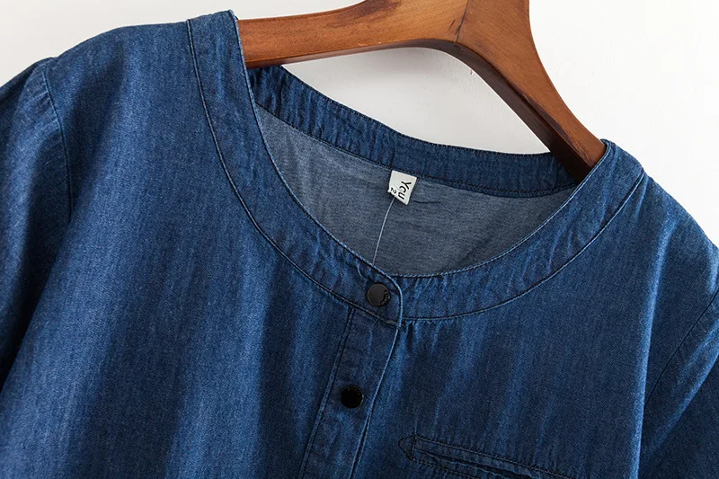 2019 New Summer Dress Denim Vestidos Women Plus Size XXXL 4XL Casual O-neck Loose Short Sleeve Jeans Dress Blue KKFY3556