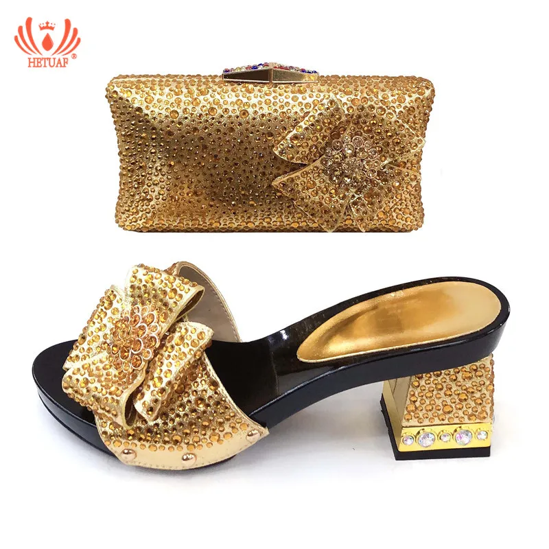 

2019 New Design African Shoes and Bag Set Decorated with Rhinestone Italian Shoe and Bag Set for Party Wedding Pumps Women Shoes