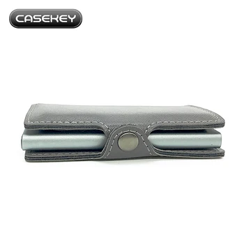 

Student Metal Aluminium Credit Card Holder With RFID/NFC Blocking Pu saffiano Leather Mini Wallet LOGO Customized