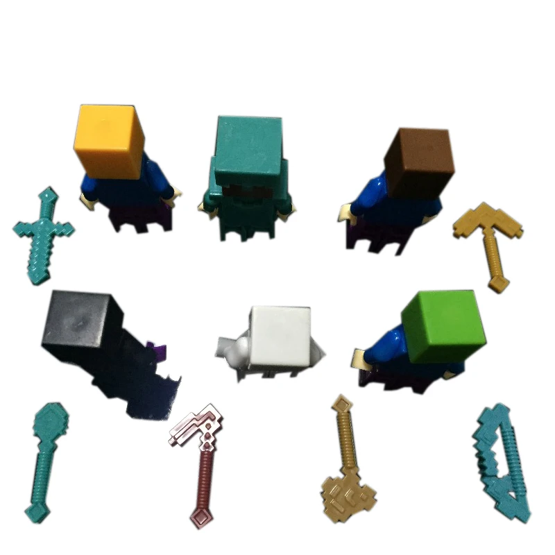 6pcs/set Minecraft Toy With Weapon Hanger Action Figure Minecraft Set 3D Models Classic Collection Toys For Children Hot Sale #H