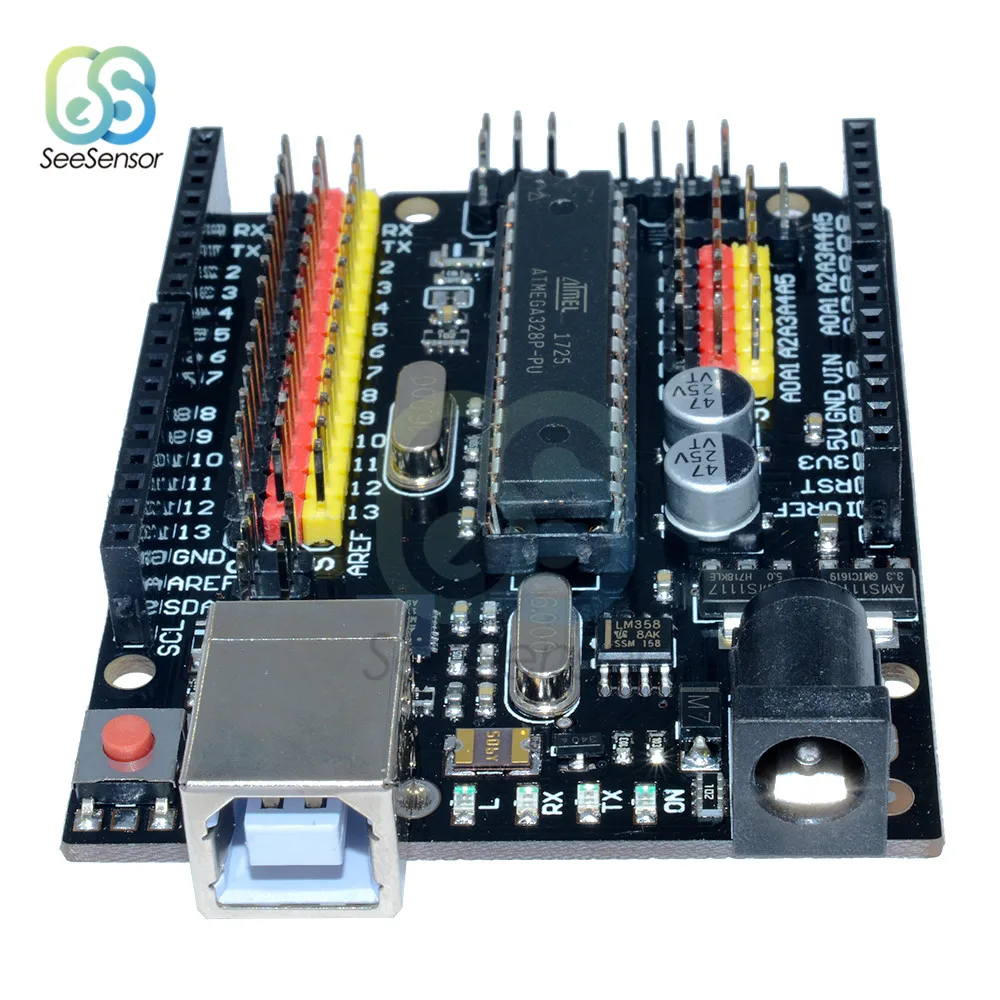 Для Arduino UNO R3 плюс датчик ввода/вывода щит Atmega328P Atmega16U2 расширение Многофункциональный микроконтроллер макетная плата