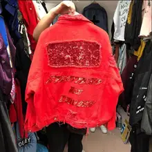 Весенняя и Осенняя Новая женская куртка с буквенным принтом и блестками, Короткая свободная джинсовая куртка для женщин