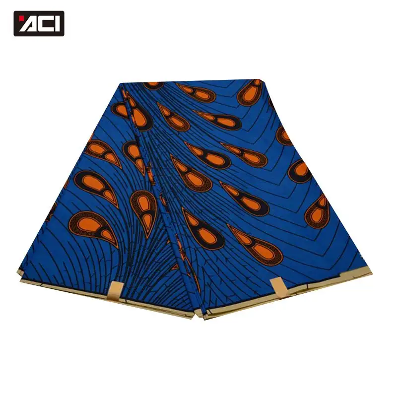 

ACI 100% Polyester Batik Fabric Wax Hollandais Real Dutch Wax African Wax Print Fabric Ankara 6 Yards Blue Super Hollandais Wax