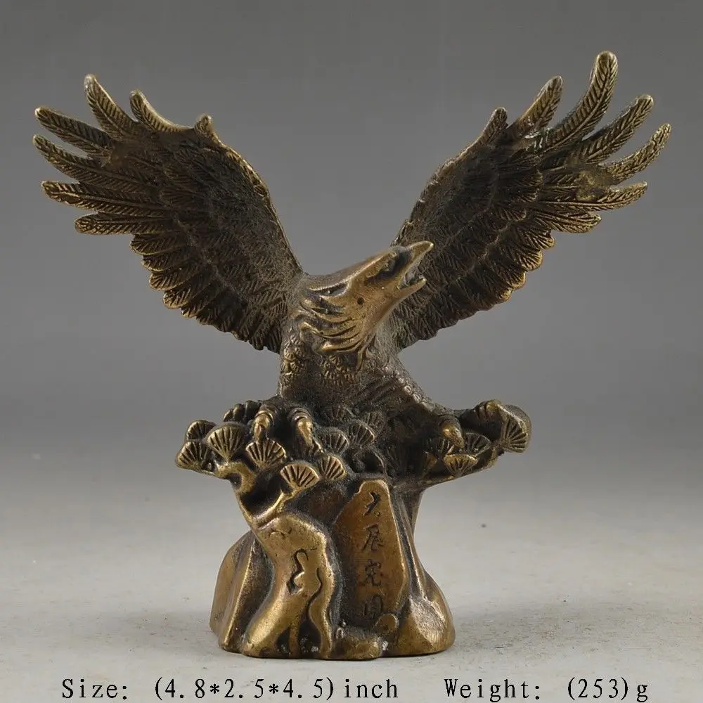 

6710519++CHINESE BRASS SUPERB HANDWORK OLD HAMMERED LUCKY STATUE EAGLE COLLECTABLE DECOR
