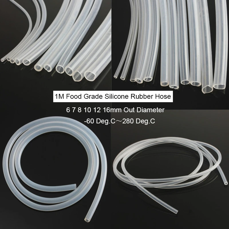 

1M Food Grade Silicone Hose Transparent Silicone Tube 6 7 8 10 12 16mm Out Diameter Flexible Silicone Rubber Hose Beer Pipe