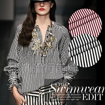 

135cm wide 9mm silk cotton silk one-piece dress navy stripe fabric