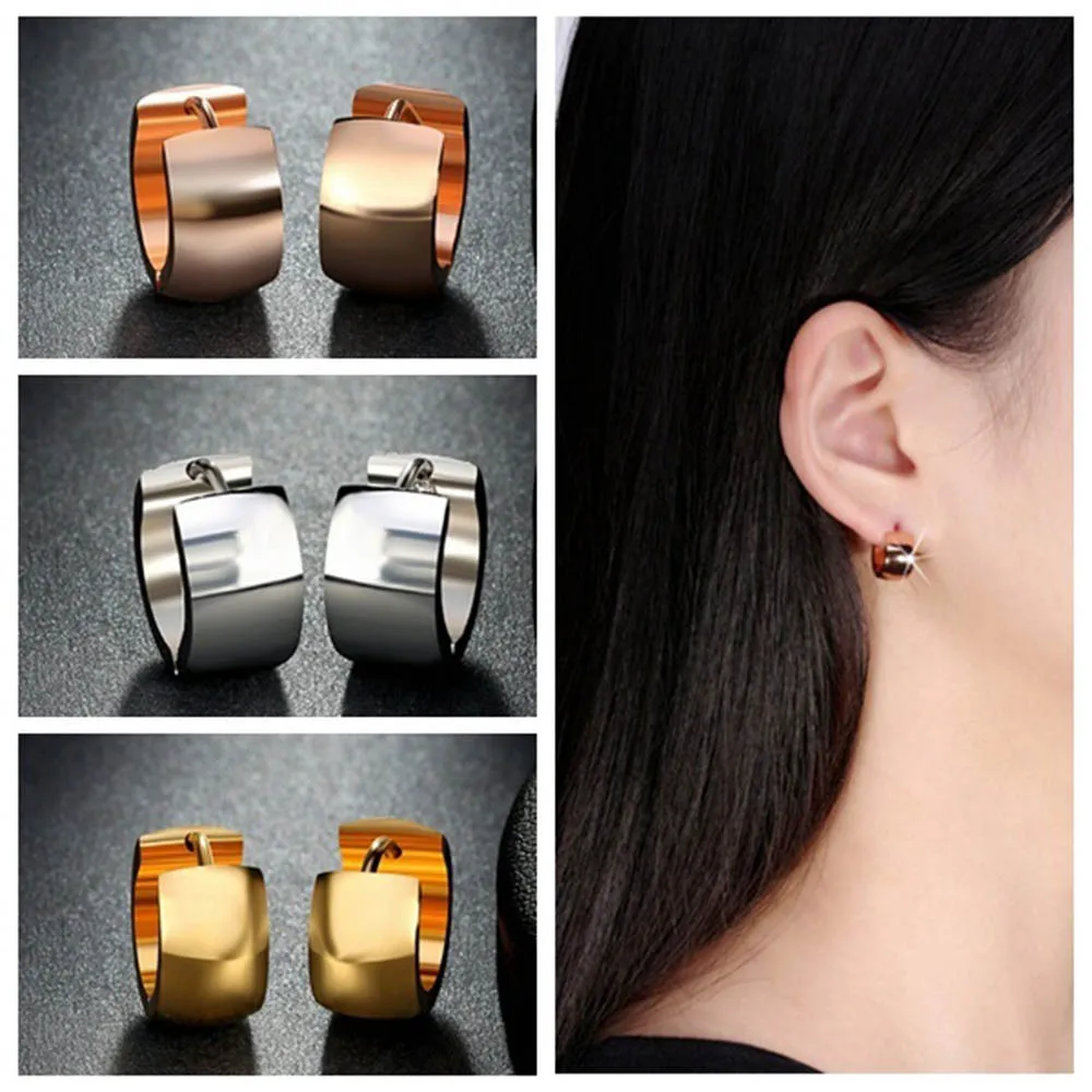 

New Silver Gold Color Lady Hoop Earrings Women Punk Stainless Steel Earrings Jewelry Small Earrings Jewelry Glossy Earrings