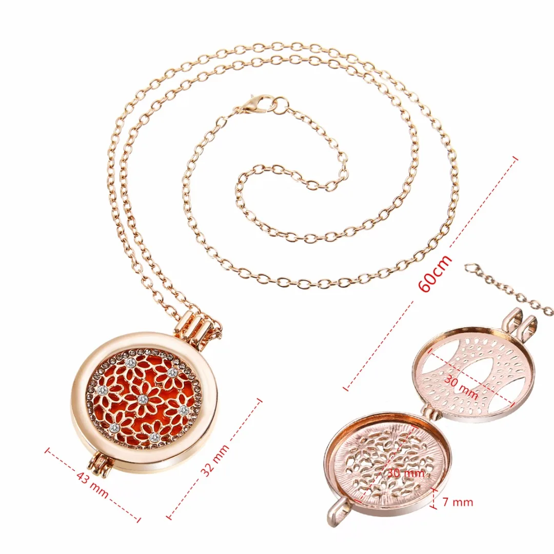 Shellhard Leaf Flower Hollow Chain Necklace Charms Aromatherapy Essential Oil Diffuser Locket Necklace Women Fashion Jewellery