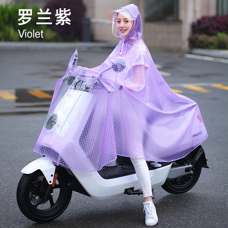 20.Single double rain poncho raincoat Transparent waterproof rain gear electric bicycle battery car motorcycle ladies poncho adult battery car rain poncho FashionableViolet