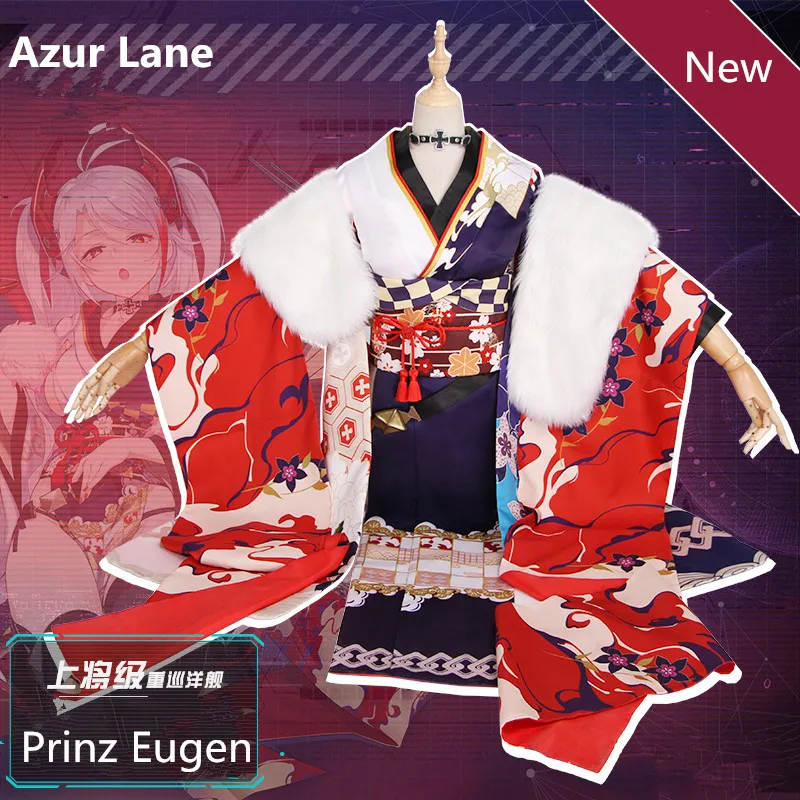 Аниме! Azur Lane Prinz Eugen Великолепная кимоно униформа Косплей Костюм Хэллоуин