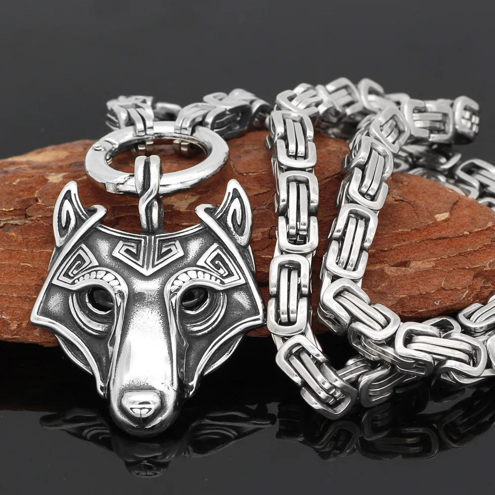 Мужская цепь из нержавеющей стали viking oidn подвеска в виде волчьей головы|Ожерелья