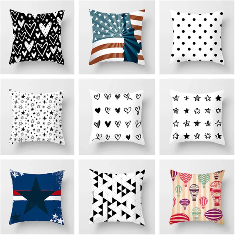 velvet polyester pillowcase home decorative heart five star dot triangular flag balloon ok cushion cover | Дом и сад