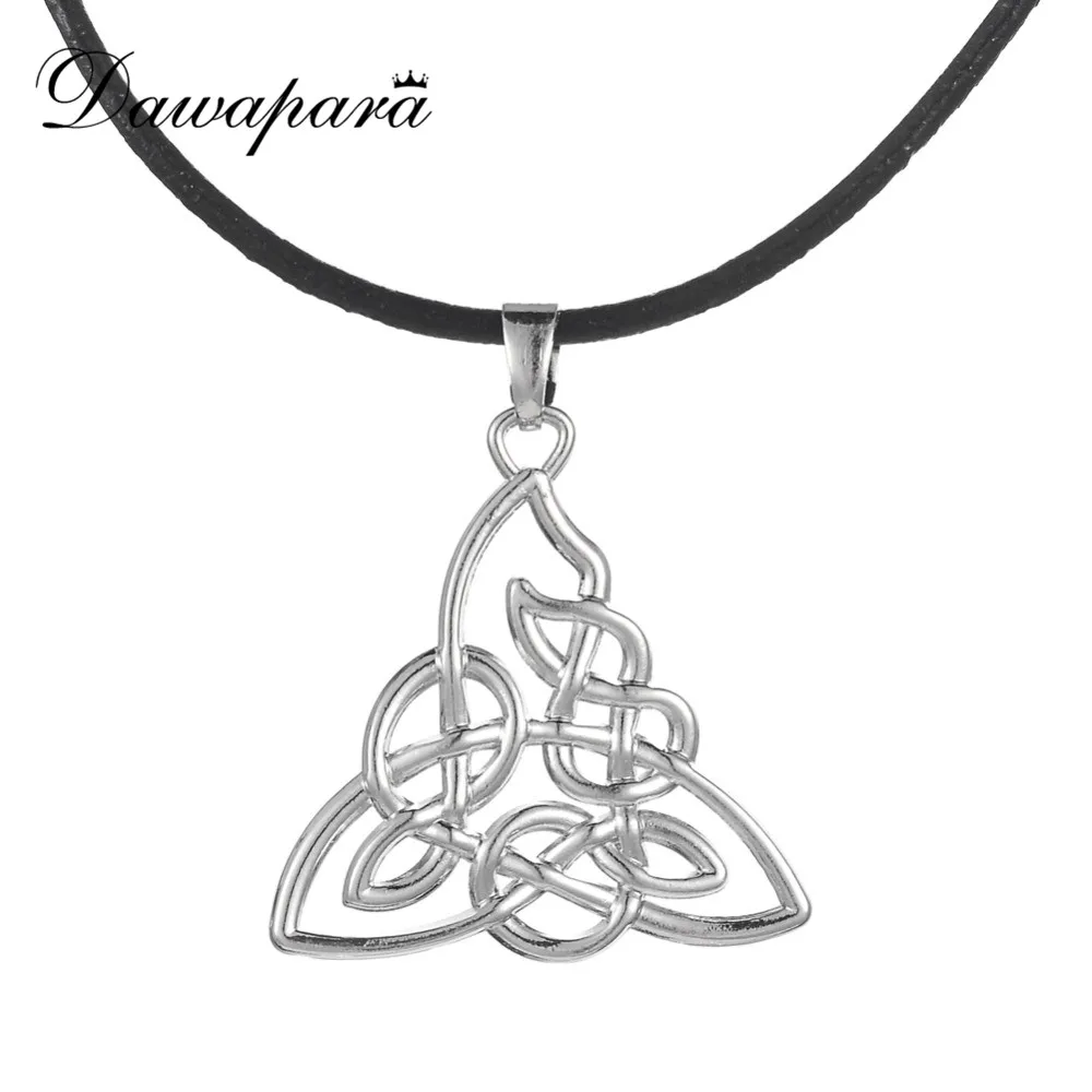 

Dawapara Knot Wiccan Triquetra Antique Silver Plated Charm Pendants Necklace Adjustable Cord Collier Triangle