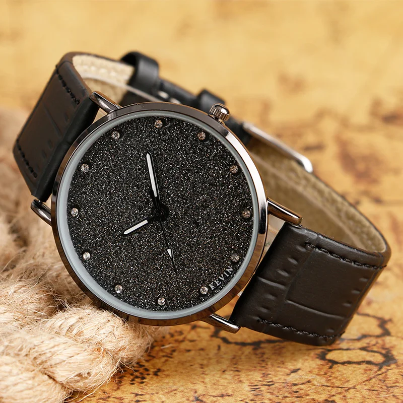 

Fashion Women Watches Round Analog Bracelet Quartz Female Clock Blooming Glitter/Smooth Dial Leather Strap Modern Wristwatch