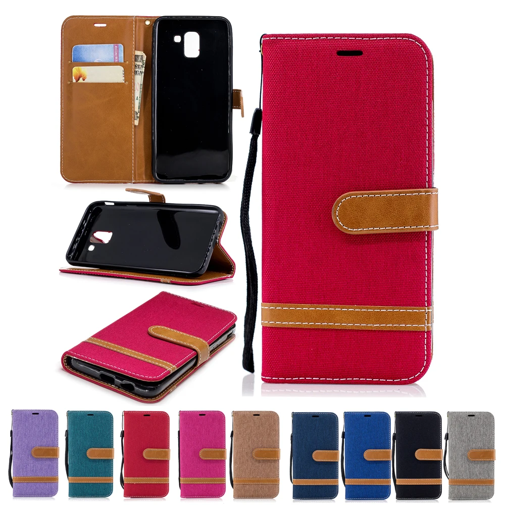 

DAXING case For Samsung Galaxy A6 2018 Flip Cover Cases Card holder Canvas Cowboy For Samsung Galaxy A6 (2018) Case Flip Cover