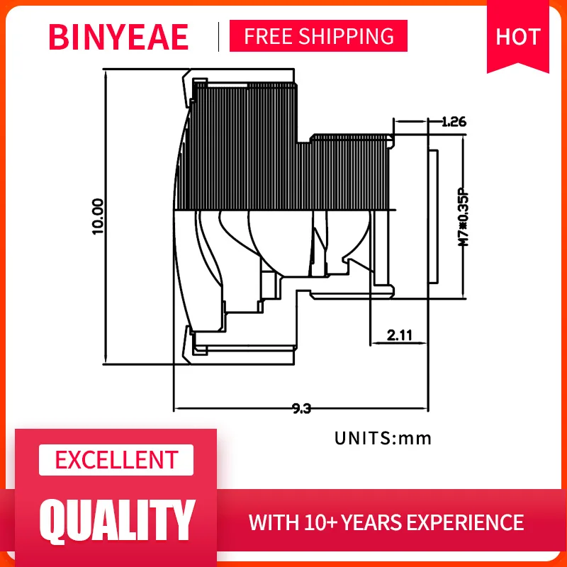Миниатюрный объектив BINYEAE HD 2 Мп 1 8 мм M7 с отверстиями F2.0 1/4 дюйма датчик