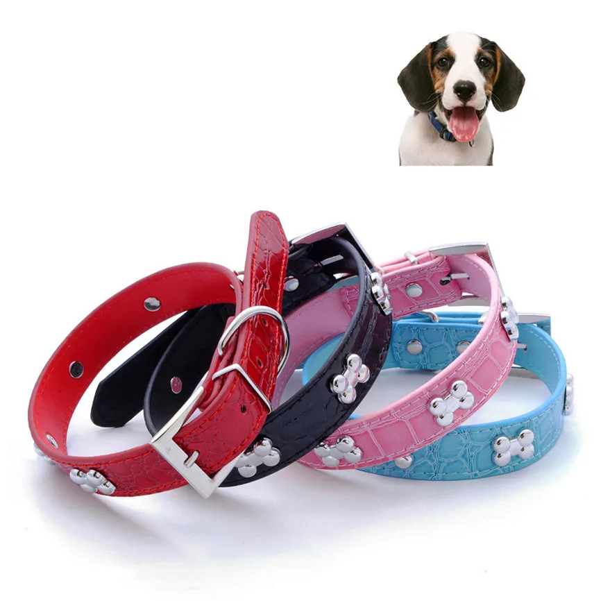 2018 dog collar Adjustable Pet Collars Cute Exquisite Buckle Metal Bone