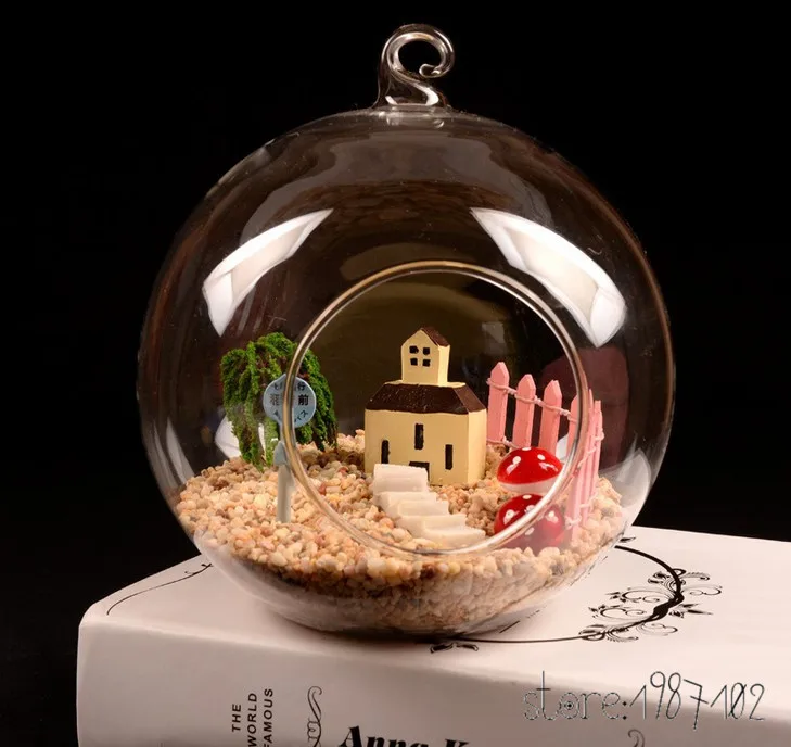 

1pc Ball Clear Hanging Glass Globe Shape Vase Flower Plants Terrarium Vase Container Micro Landscape DIY Wedding Home Decoration