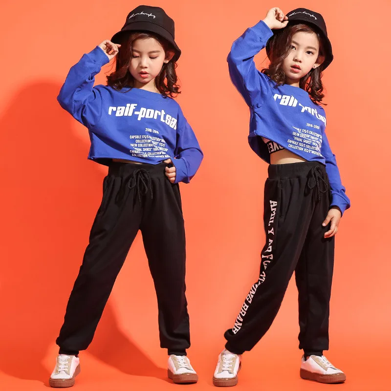 Children's Jazz Dance Costumes Set Korean Hip-hop Dancing Outfits Girls Vest Striped Pants Long Sleeve  Suit Jazz Dance Clothing (5)