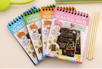 

DIY Cute Kawaii Notebook Coil Graffiti Black Page Magic Drawing Painting Notepad Magic Drawing Book for Kids Stationery Gift