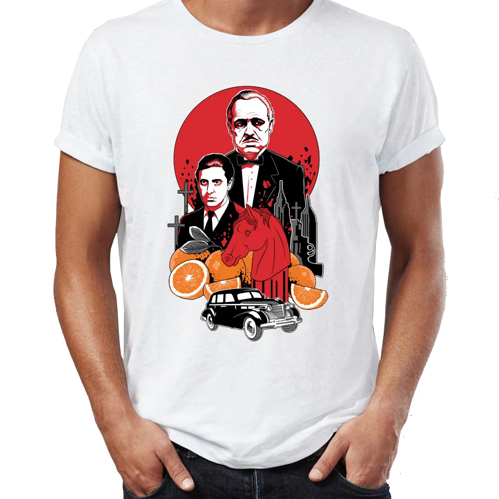 Мужская футболка с надписью Godfather Movie Vito Corleone and Michael Horse Head Artsy Tee|Футболки| |