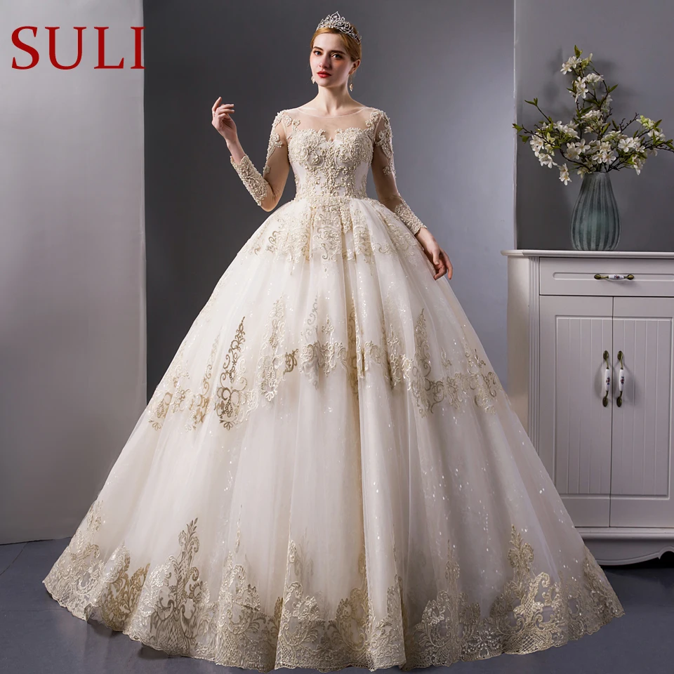 gold embroidered wedding dress