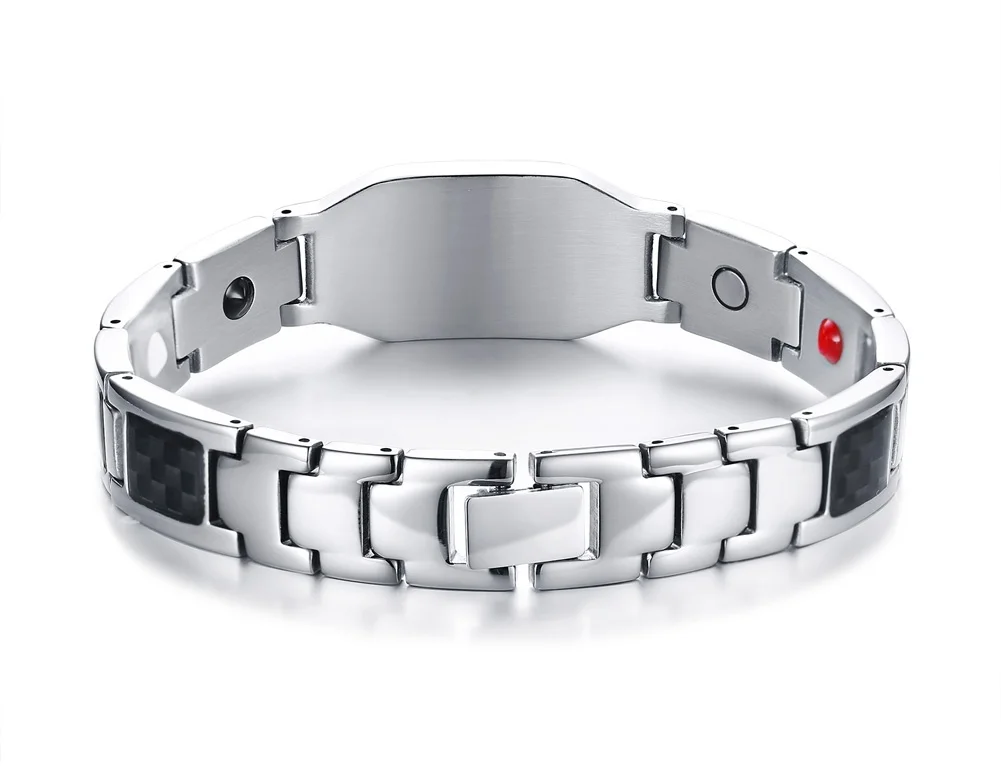 

316L Stainless Steel Health Energy Free Mason Bracelet for Men Bangle for Arthritis Carbon Fiber Material Square Statement 2019